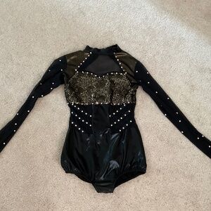 Dansco Black/Gold Mesh Sequin Rhinestoned Costume- Small Adult